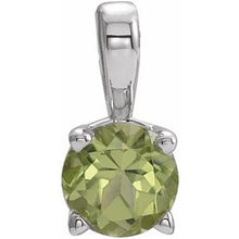 Charger l&#39;image dans la galerie, Sterling Silver 3 mm Round Imitation Peridot Birthstone Pendant
