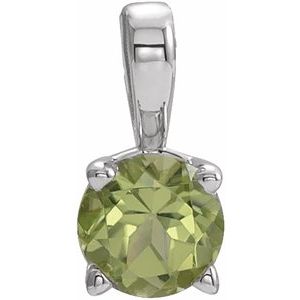 Sterling Silver 3 mm Round Imitation Peridot Birthstone Pendant