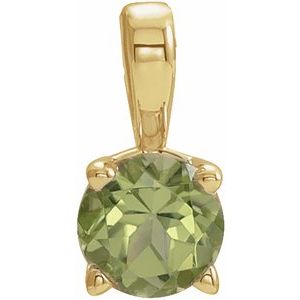 14K Yellow 3 mm Round Peridot Birthstone Pendant