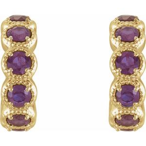 14K Yellow Alexandrite Hoop Earrings