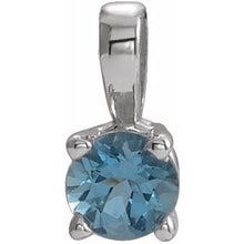 Load image into Gallery viewer, Sterling Silver 3 mm Round Imitation Aquamarine Birthstone Pendant
