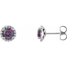 Load image into Gallery viewer, 14K White Alexandrite &amp; 1/6 CTW Diamond Earrings
