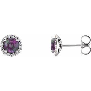 14K White Alexandrite & 1/6 CTW Diamond Earrings