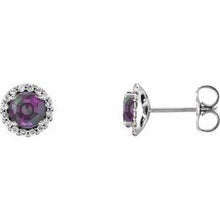 Load image into Gallery viewer, Sterling Silver Alexandrite &amp; 1/6 CTW Diamond Earrings
