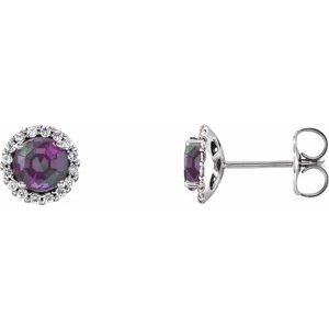 Sterling Silver Alexandrite & 1/6 CTW Diamond Earrings