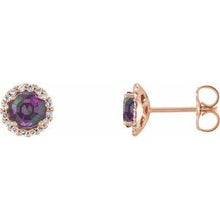 Load image into Gallery viewer, 14K Rose Alexandrite &amp; 1/8 CTW Diamond Earrings
