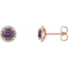 Load image into Gallery viewer, 14K Rose Alexandrite &amp; 1/6 CTW Diamond Earrings
