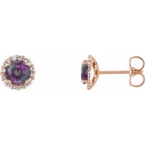 14K Rose Alexandrite & 1/6 CTW Diamond Earrings