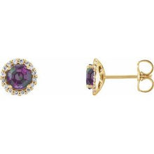 Load image into Gallery viewer, 14K Yellow Alexandrite &amp; 1/6 CTW Diamond Earrings

