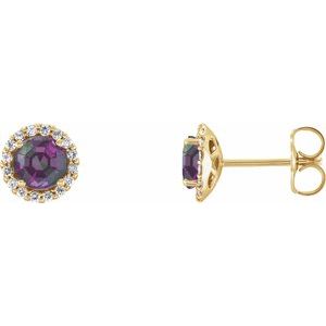 14K Yellow Alexandrite & 1/6 CTW Diamond Earrings