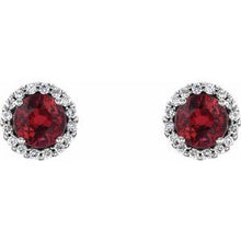 Load image into Gallery viewer, Platinum Ruby &amp; 1/6 CTW Diamond Earrings
