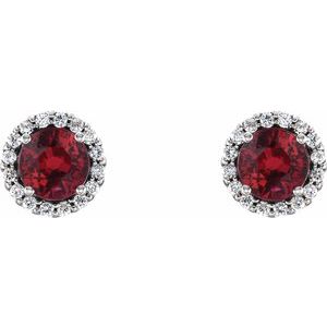 Platinum Ruby & 1/6 CTW Diamond Earrings