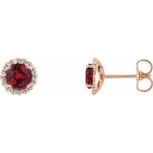 Load image into Gallery viewer, 14K Rose Ruby &amp; 1/6 CTW Diamond Earrings
