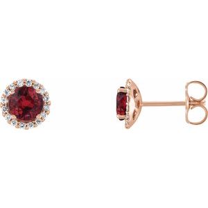14K Rose Ruby & 1/6 CTW Diamond Earrings
