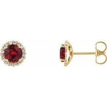 Load image into Gallery viewer, 14K Yellow Ruby &amp; 1/6 CTW Diamond Earrings

