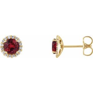 14K Yellow Ruby & 1/6 CTW Diamond Earrings