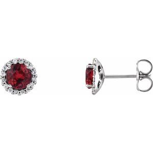 Boucles d'oreilles en rubis platine et diamant 1/6 CTW