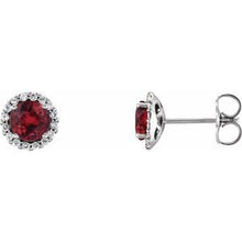 Load image into Gallery viewer, Sterling Silver Ruby &amp; 1/6 CTW Diamond Earrings
