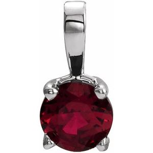 Sterling Silver 5 mm Round Imitation Ruby Birthstone Pendant