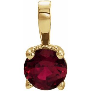 14K Yellow 5 mm Round Ruby Birthstone Pendant