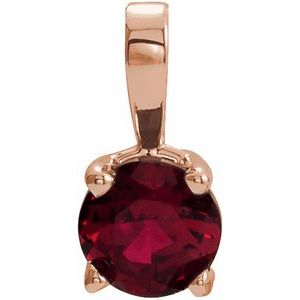14K Rose 5 mm pendentif rubis rond Pierre de naissance
