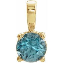 Load image into Gallery viewer, 14K Yellow 3 mm Round Blue Zircon Birthstone Pendant
