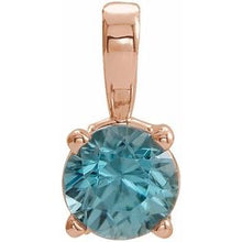 Load image into Gallery viewer, 14K Rose 3 mm Round Blue Zircon Birthstone Pendant
