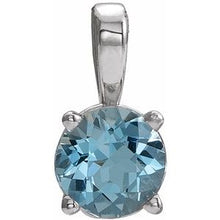 Load image into Gallery viewer, Sterling Silver 5 mm Round Imitation Aquamarine Birthstone Pendant
