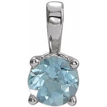 Load image into Gallery viewer, Sterling Silver 4 mm Round Imitation Aquamarine Birthstone Pendant
