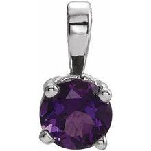 Load image into Gallery viewer, Sterling Silver 4 mm Round Imitation Amethyst Birthstone Pendant
