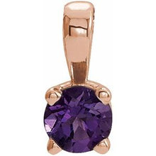 Load image into Gallery viewer, 14K Rose 3 mm Round Amethyst Birthstone Pendant
