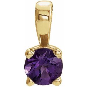 14K Yellow 3 mm Round Amethyst Birthstone Pendant