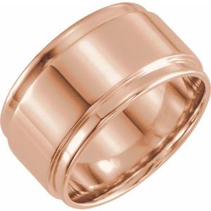 18K Rose 12 mm Flat Edge Band Size [cv2