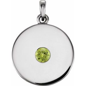 Sterling Silver Peridot Disc Pendant