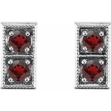 Load image into Gallery viewer, Sterling Silver Mozambique Garnet Two-Stone Earrings

