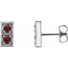 Load image into Gallery viewer, Sterling Silver Mozambique Garnet Two-Stone Earrings
