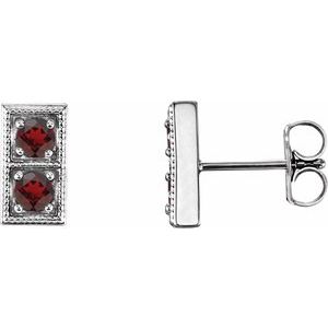 Sterling Silver Mozambique Garnet Two-Stone Earrings