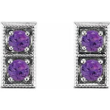 Load image into Gallery viewer, Sterling Silver Amethyst Two-Stone Earrings
