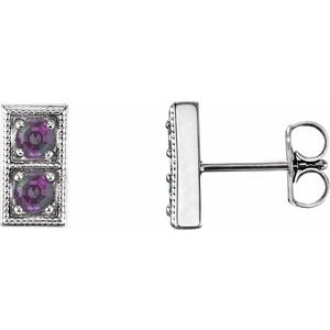 14K White Alexandrite Two-Stone Earrings