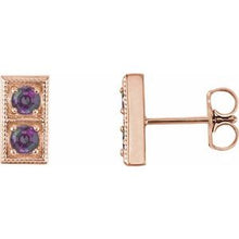 Load image into Gallery viewer, 14K Rose Alexandrite Two-Stone Earrings
