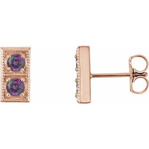 14K Rose Alexandrite Two-Stone Earrings