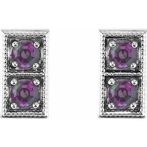 14K White Alexandrite Two-Stone Earrings