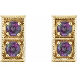 14K Yellow Alexandrite Two-Stone Earrings