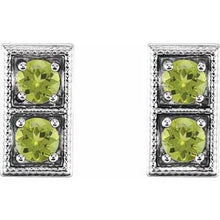 Load image into Gallery viewer, Sterling Silver Peridot Two-Stone Earrings
