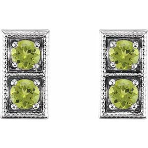 Sterling Silver Peridot Two-Stone Earrings