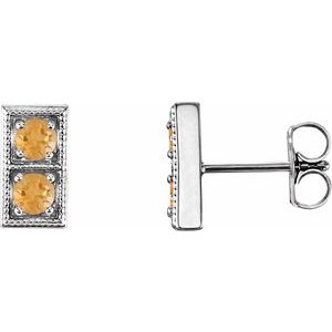 Sterling Silver Citrine Two-Stone Earrings