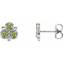 Load image into Gallery viewer, Sterling Silver Peridot Three-Stone Earrings
