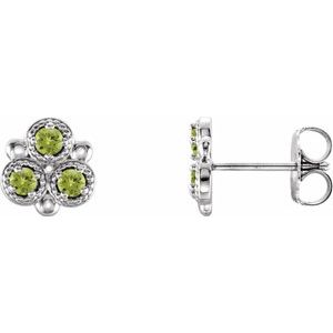 Sterling Silver Peridot Three-Stone Earrings