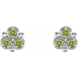 Sterling Silver Peridot Three-Stone Earrings