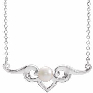 Sterling Silver Freshwater Cultured Pearl Bar 18" Necklace